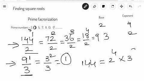 Using prime factorization, Find the square root of 144