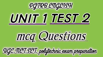 PGTRB ENGLISH UNIT 1 TEST 2 UGC NET SET POLYTECHNIC exam preparation