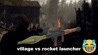 Resident Evil 4 remake Entering the Village with a rocket launcher 😂