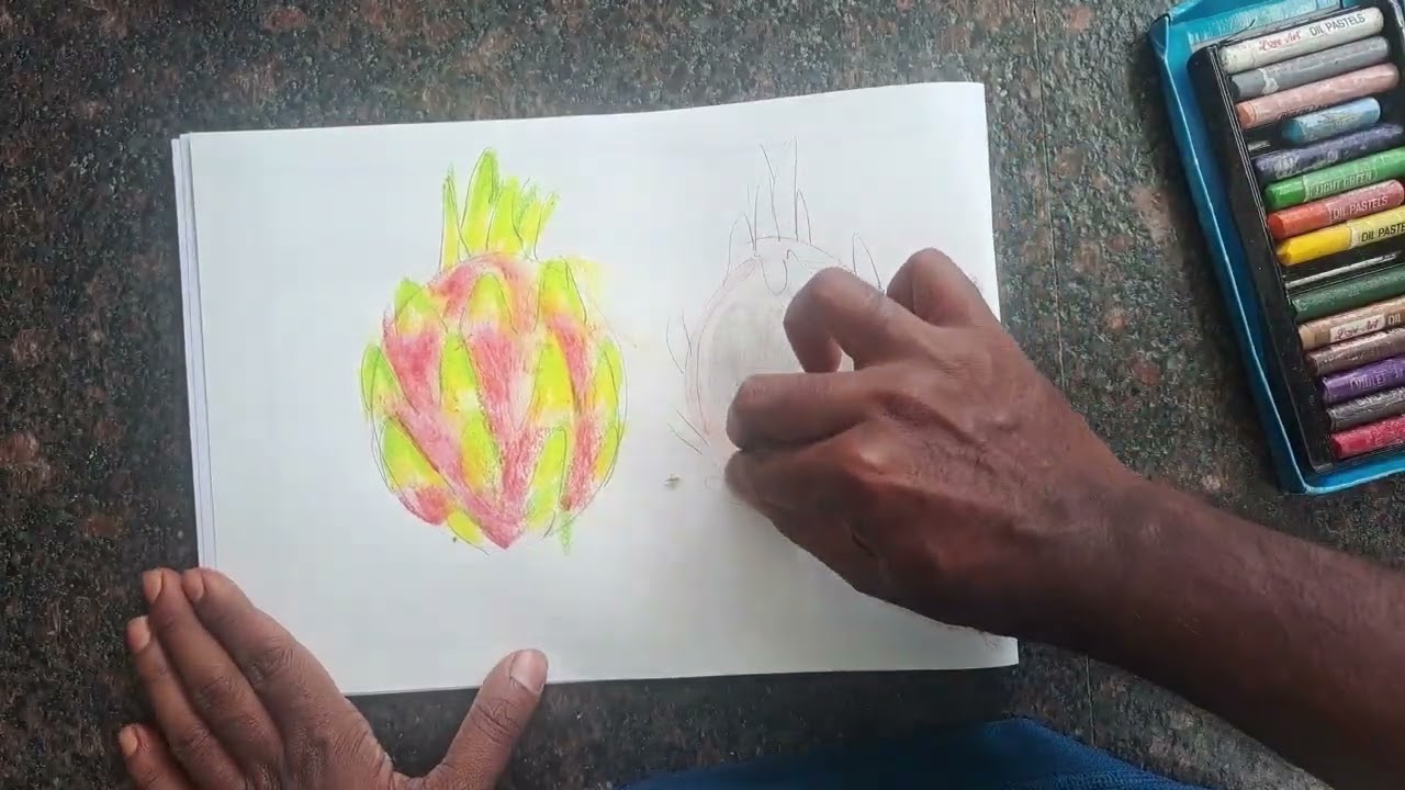Dragon fruit oil pastel tutorial 