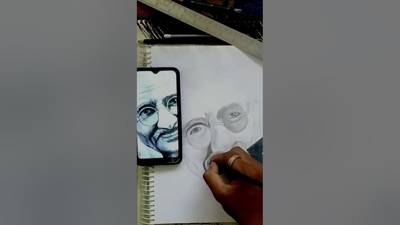gandhi sketch kaise banaye?🥰💗sikhe ..art drawing art subscribe 