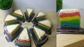 RESEP RAINBOW CAKE POTONG, ENAK DAN SUPER LEMBUT