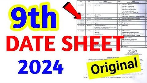 9th Class Board Exam 2024 💗| DATE SHEET 2024 CLASS 9 EXAM 2024 | 9th class date sheet Mutee Academy