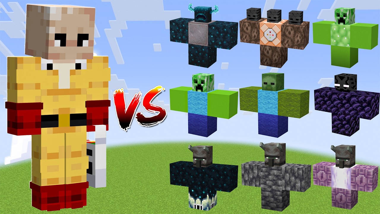 SAITAMA vs All Minecraft Bosses,Wither Storm,Warden - Minecraft Mob Battle