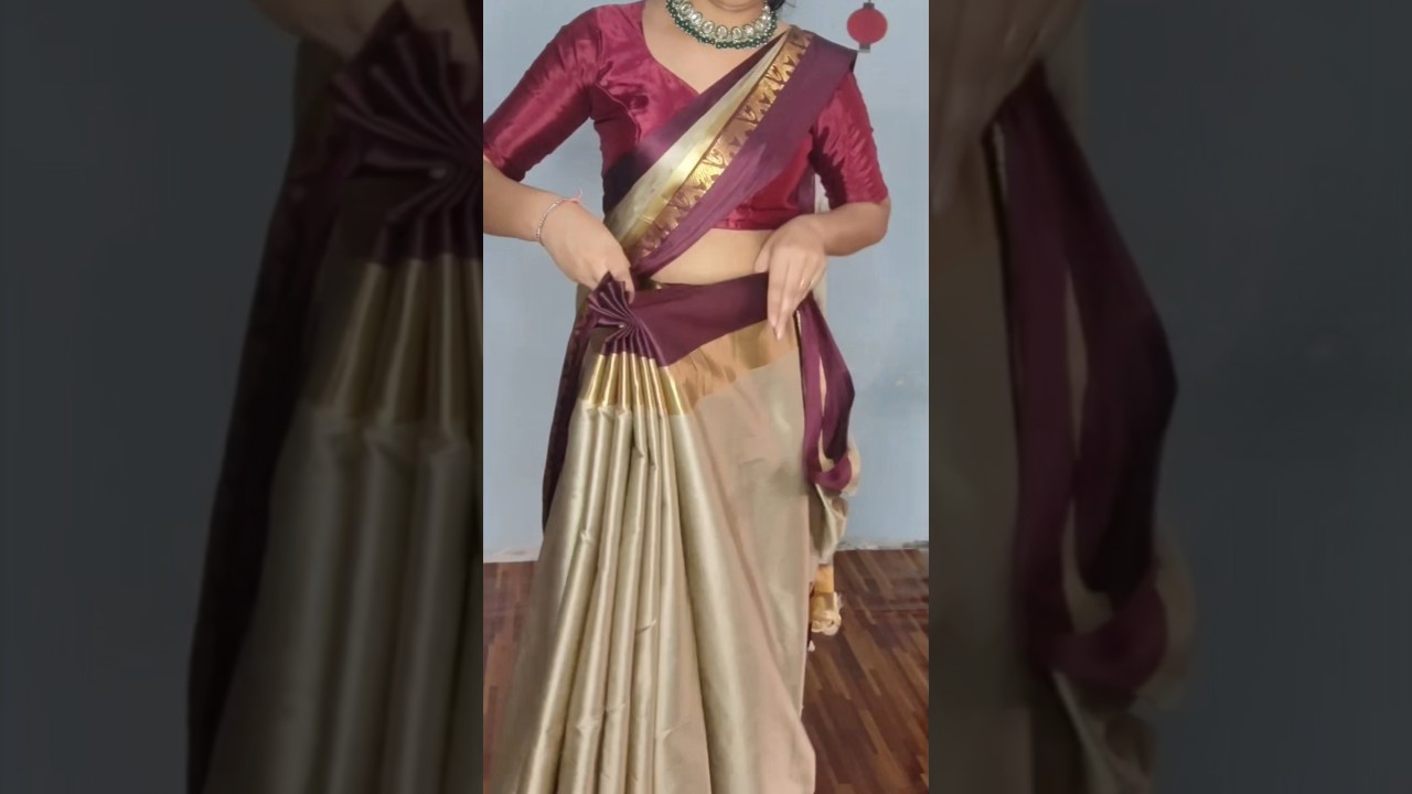 attractive look in cotton saree draping tutorial/look a slim-tallest for beginners
