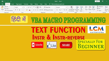#excelvba #excelvbatutorial   Search Character in Text ( INSTR, INSTRREVERSE)  function in EXCEL VBA
