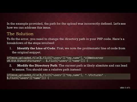 How to Fix the failed to open stream: No such file or directory Error in PHP File Upload
