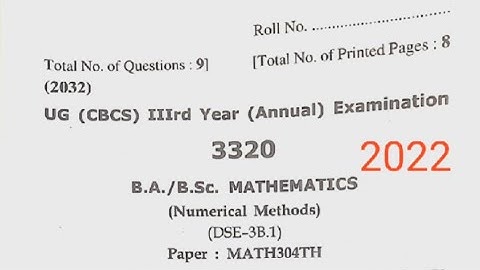numerical methods question paper latest 2022 ba/bsc 3 year #hpu #hpuexams