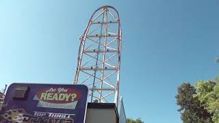 Top thrill dragster launch. Off ride POV. Cedar Point