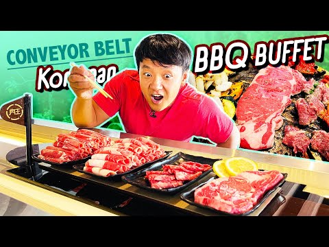 CONVEYOR BELT Korean BBQ BUFFET & BEST HIDDEN GEM Restaurant in Las Vegas!