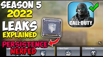 Cod Mobile Season 5 Battle Pass Leaks 2022 | CODM Persistence Nerf | Call of Duty Mobile New Guns