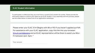 ELAC Welcome Days Commitment Form