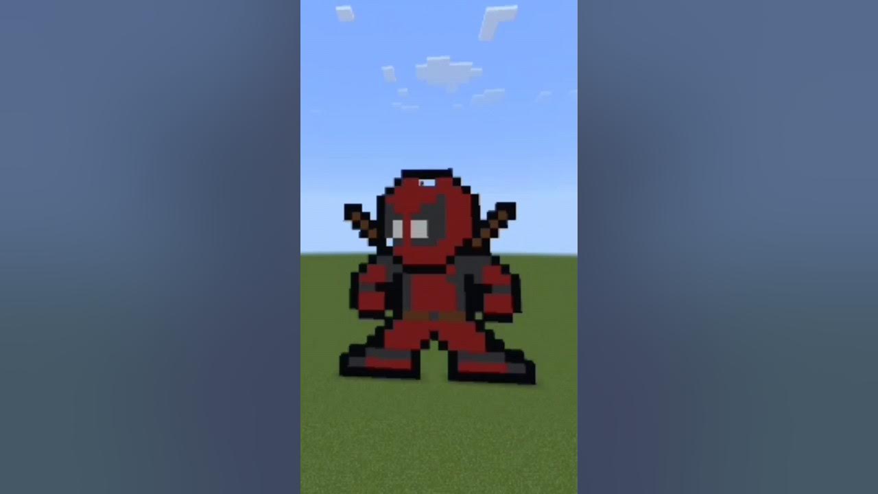 Mini Deadpool statue pixel art Minecraf shorts deadpool minecraft 