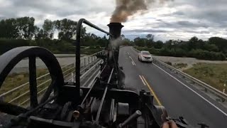 Driving A Steam Traction Engine Down The Road