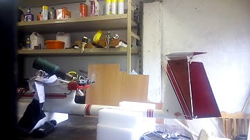 ASP 52 fourstroke, first run on gasoline. Mounted in an old Robbe Ogar.