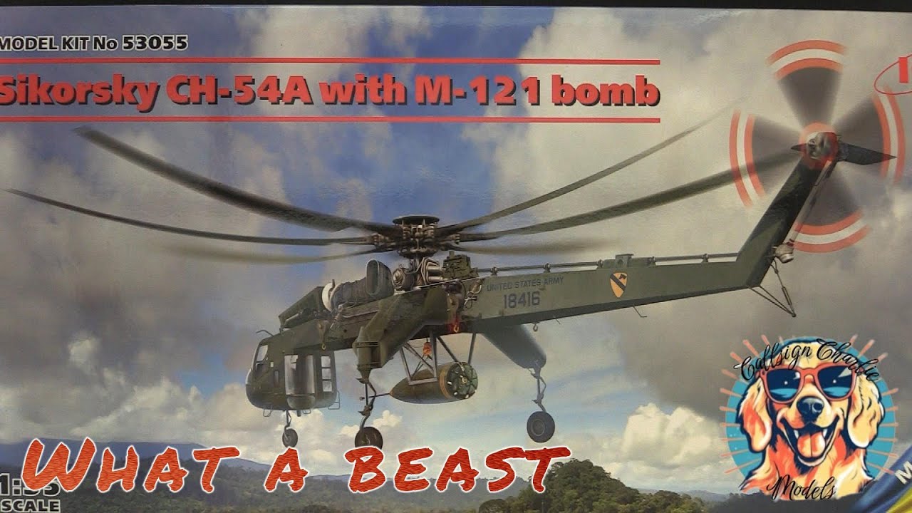 ICM 1/35 Sikorsky CH-54A with M-121 Bomb in box review - YouTube