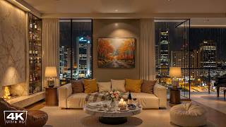Peaceful Rainy Night in Luxury Apartment | Relaxing Jazz Background Music & Rain Sounds to Unwind