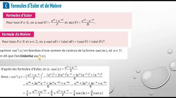 FORME EXPONENTIELLE  D UN NOMBRE COMPLEXE FORMULE  D EULER ET FORMULE DE MOIVRE  application