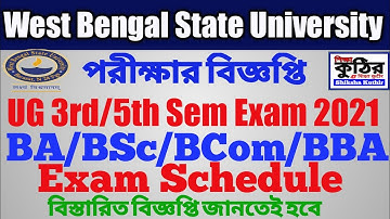 WBSU UG(BA/BSc/BCom/BBA) 3rd/5th Semester Exam 2021 Schedule.