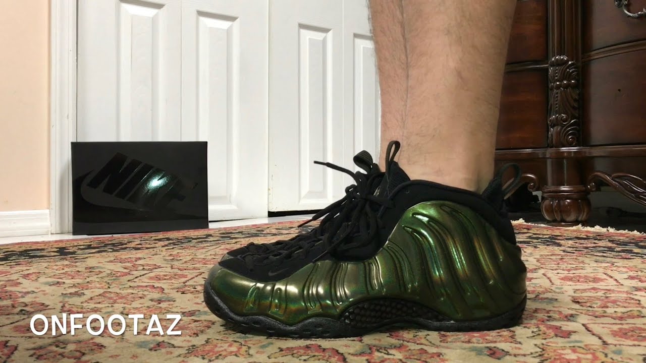 legion green foamposite on feet