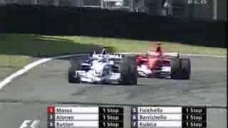 Michael Schumacher overtakes Heidfeld Brazil 2006