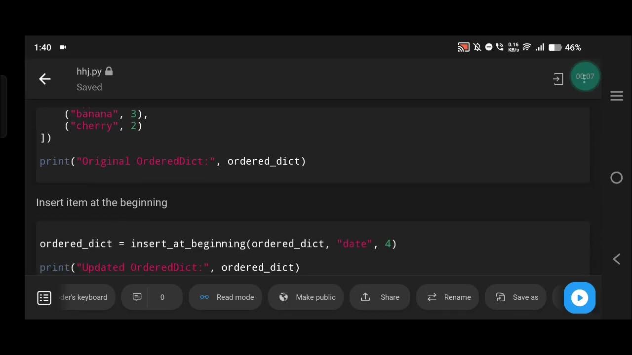 Python – Insertion at the Beginning in OrderedDict - YouTube