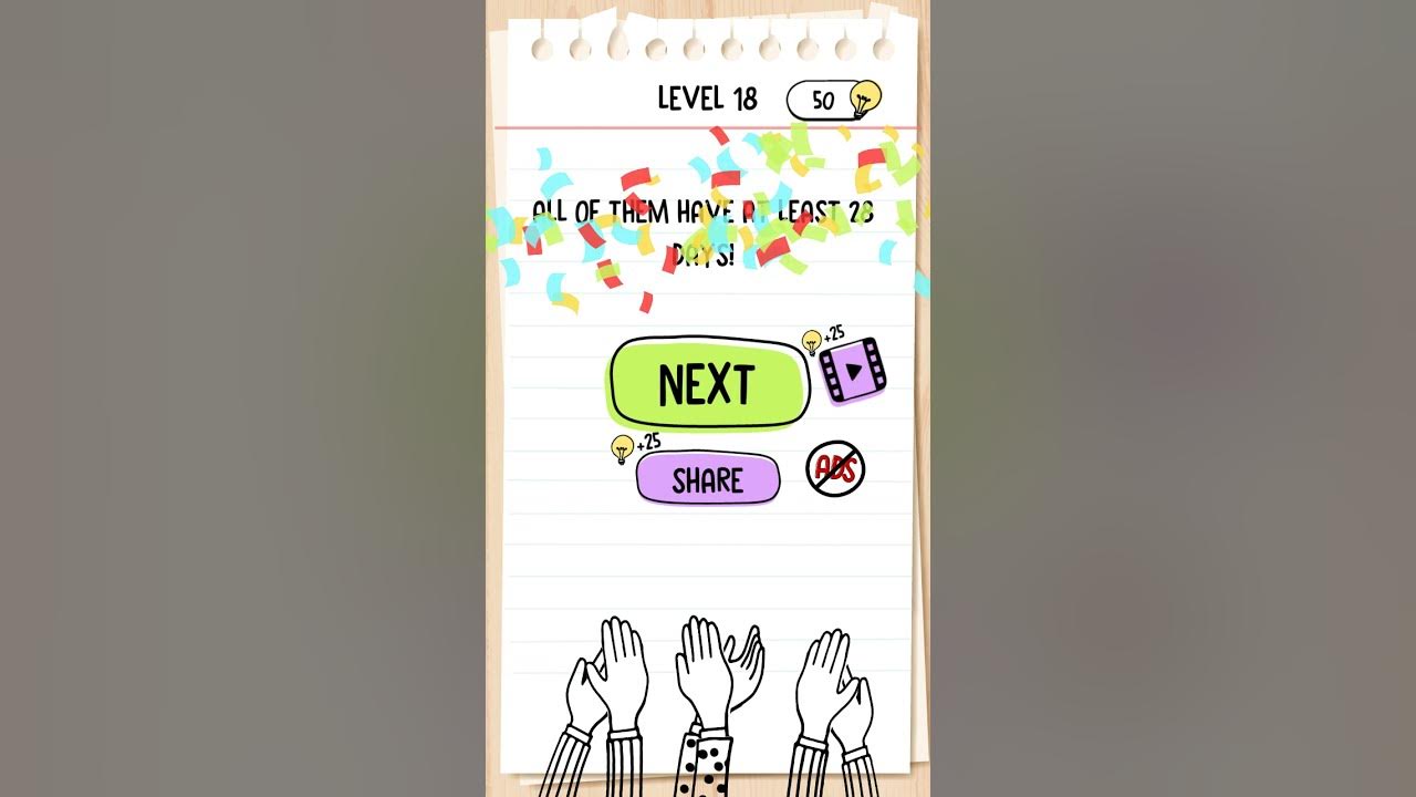 Brain test level 18 how many months have 28 days youtube