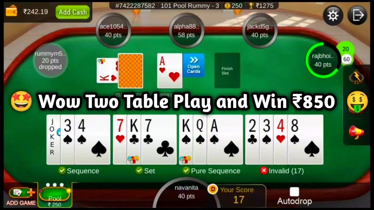 🤩 Wow Two Table Play and Win ₹850 On Pool Rummy 🤑 !! 101 Pool Rummy in Rummy Circle 