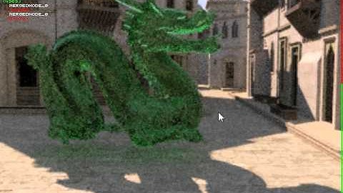 Real-time GPU path tracing: Bunnie, Dragon and Teapots Medieval Meeting