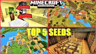 Minecraft PE - TOP 5 SEEDS ! EXTREMELY RARE VILLAGES !  STRONGHOLDS & MORE ! | MCPE 1.1