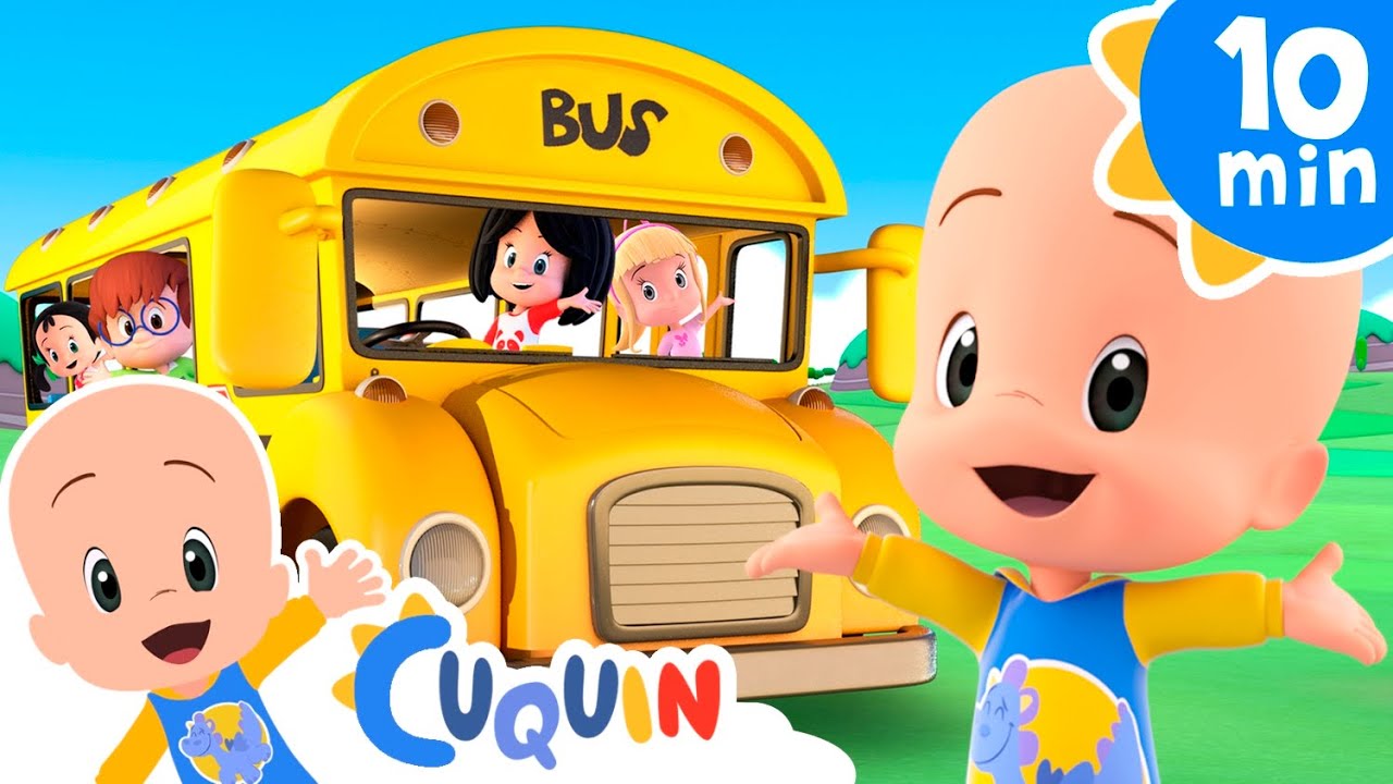 The wheels on the bus around the town  | Cleo and Cuquin Nursery Rhymes for Kids