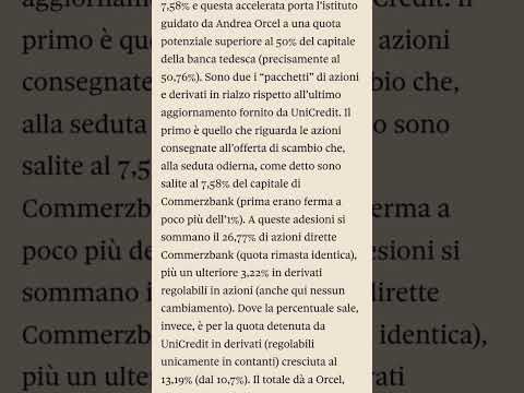 Video UniCredit oltre il 50% di Commerz