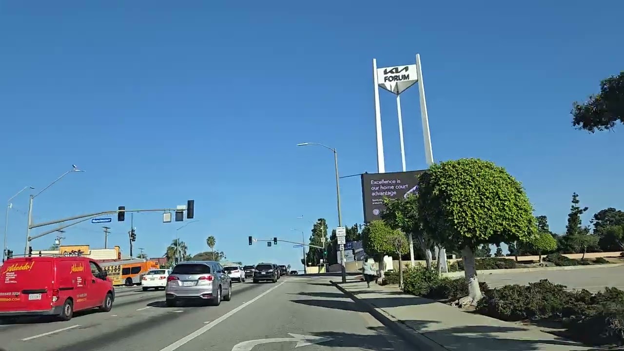 DAYTIME DRIVE NEAR LOS  ANGELES INTENATIONAL  AIRPORT |  PALM TREES,STADIUMS & PLANES,,🚙✈️🌴🏙️