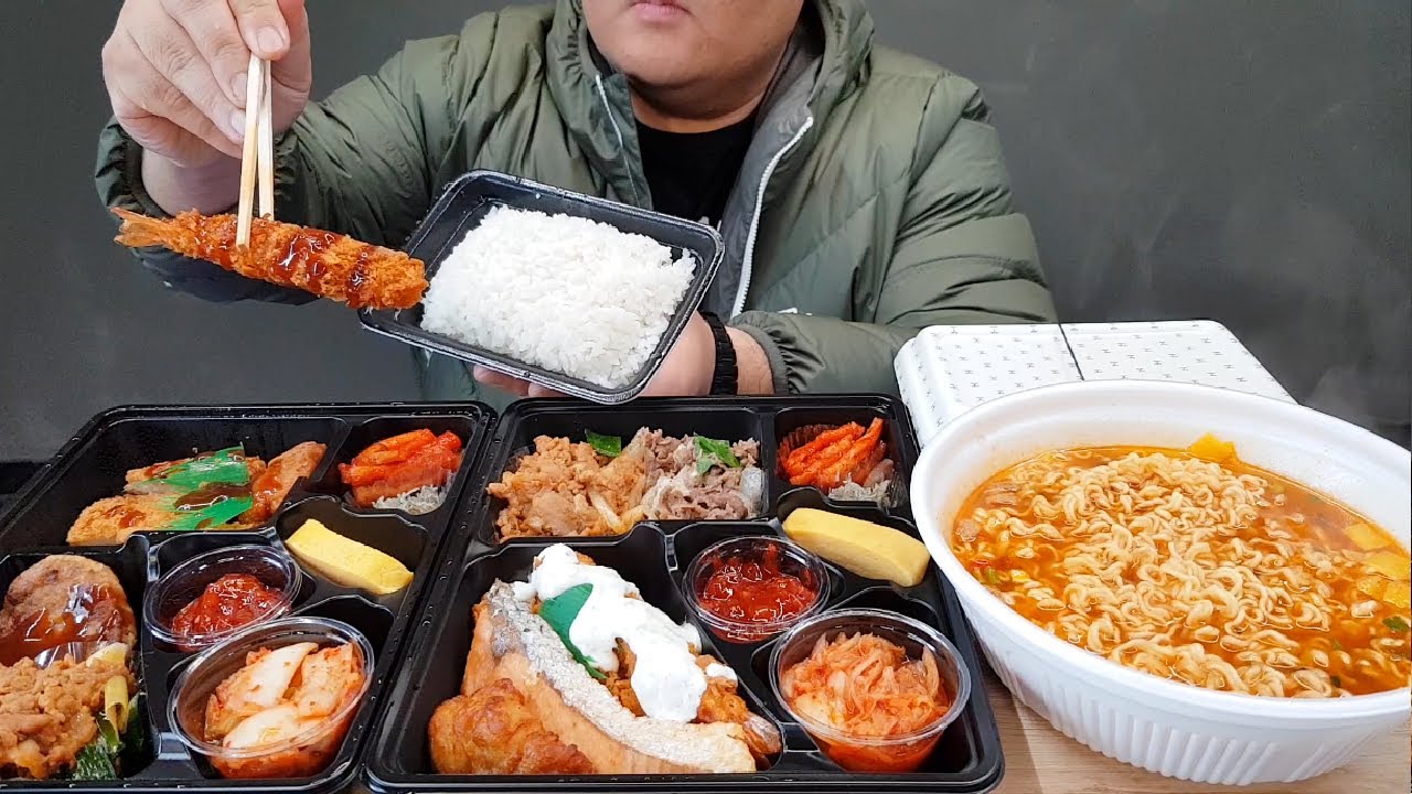 쨀 비싼 한솥도시락 2 종 + 왕 뚜껑 컵라면 MUKBANG