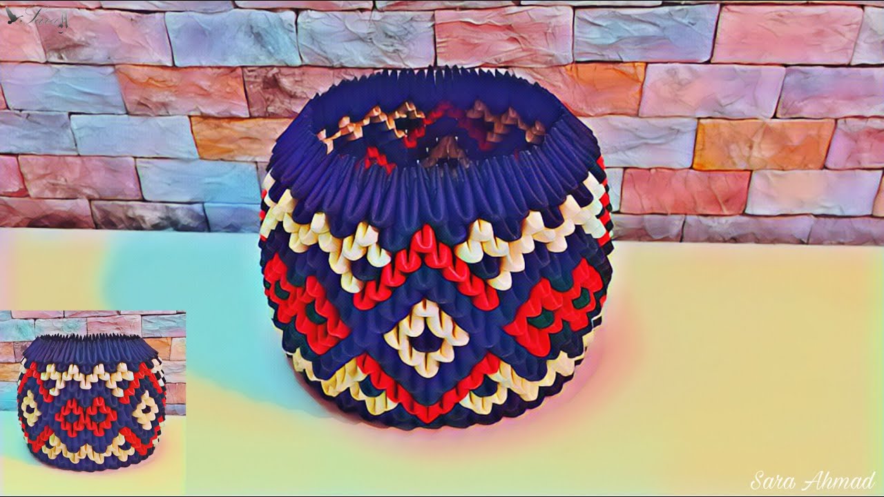 How to make 3d origami Pen holder 73