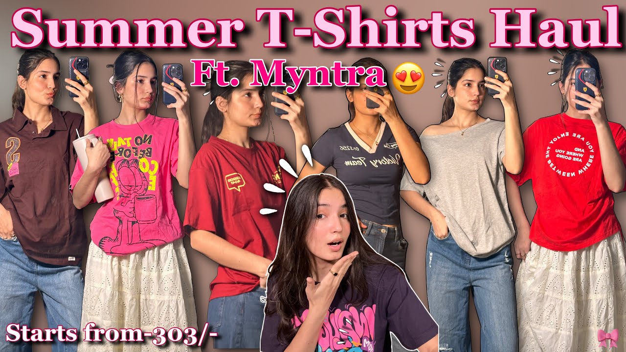 Huge T-Shirts Haul From Myntra😍 Pinterest, Trendy and Cool T-shirts for Summers📌 Starting from 303/-