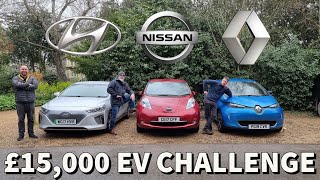 £15k Family EV Challenge. Hyundai Ioniq v Nissan Leaf v Renault Zoe. Pt1 - taxi duties range test!