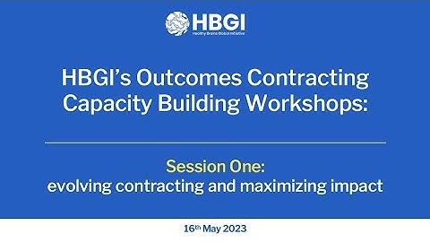 Capacity building workshop 1 : Introduction to Outcomes-Based Contracting
