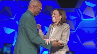 Re-watch | Steve Harvey moderates conversation with VP Kamala Harris at Atlanta event