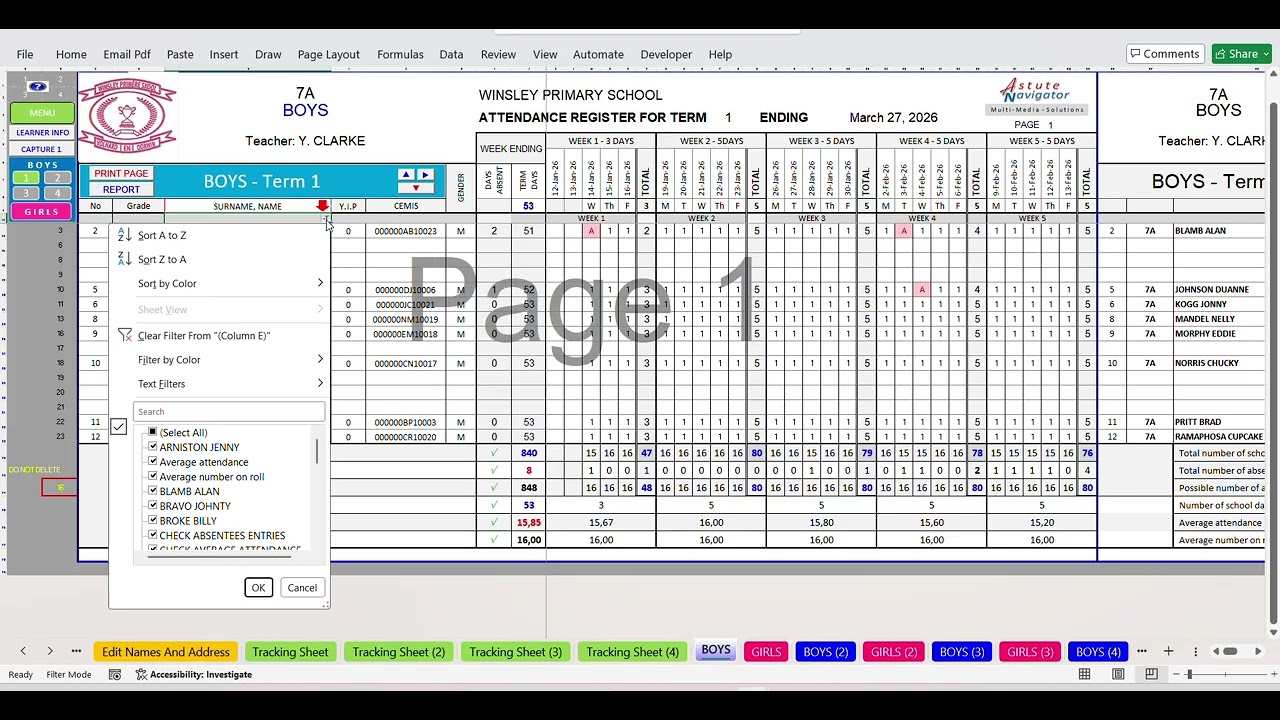 Attendance Register Setup Vid5