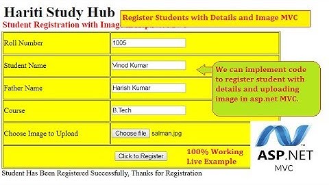 Implement Registration Form with Image Upload in Asp.Net MVC | Hindi | Free Online Learning Classes
