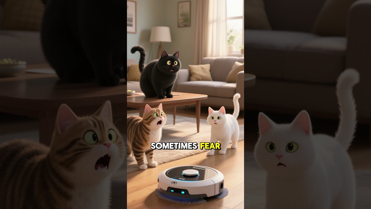 Cat Reacts to Robot Vacuum → Cats Reacting