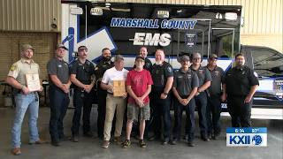 Marshall County first responders reunite with man they revived after his heart stopped at the whe...