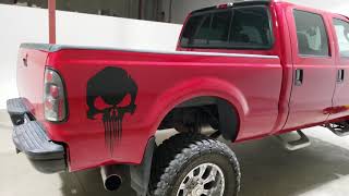 Ford F250 wrapped In Kpmf Vengeance Red