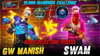GW MANISH VS SWAM🔥10,000 DIAMONDS CHALLENGE😲 || GARENA FREE FIRE