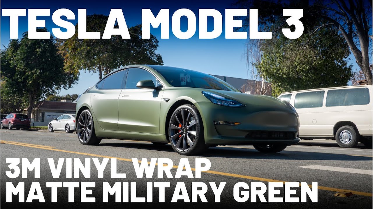 Tesla Model 3 - Vinyl Wrap in 3M Military Green 