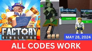 All CODES WORK Factory Simulator ROBLOX, May 28, 2024