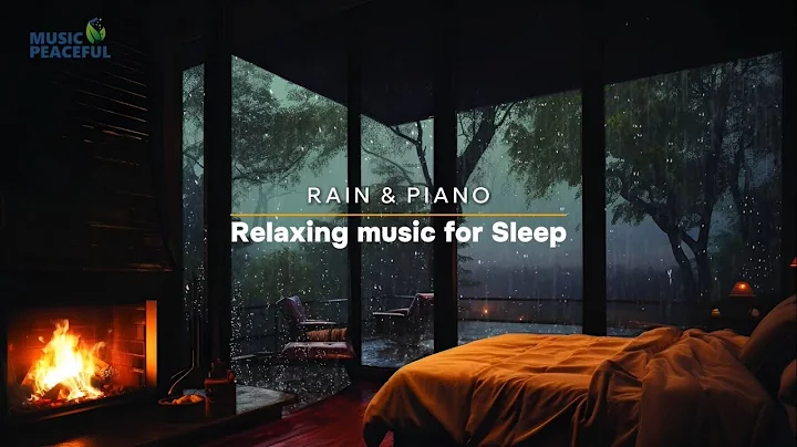 Fall Asleep Instantly | Healing Rain & Piano, Crackling Fireplace in Cozy Room for Deep Sleep Relief