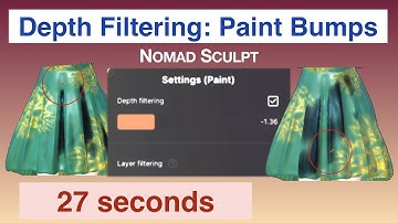Depth filter: painting crevices and bumps | 27 seconds | Nomad Sculpt