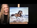 Learn How To Draw And Paint BEACH HORSE With Acrylics Paint Sip At Home Beginner Animal Portrait 